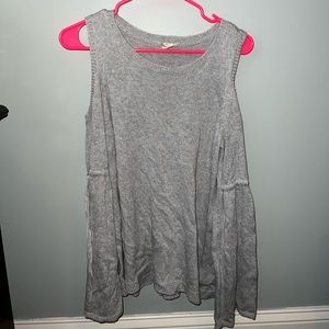 Women’s cold shoulder knit top.